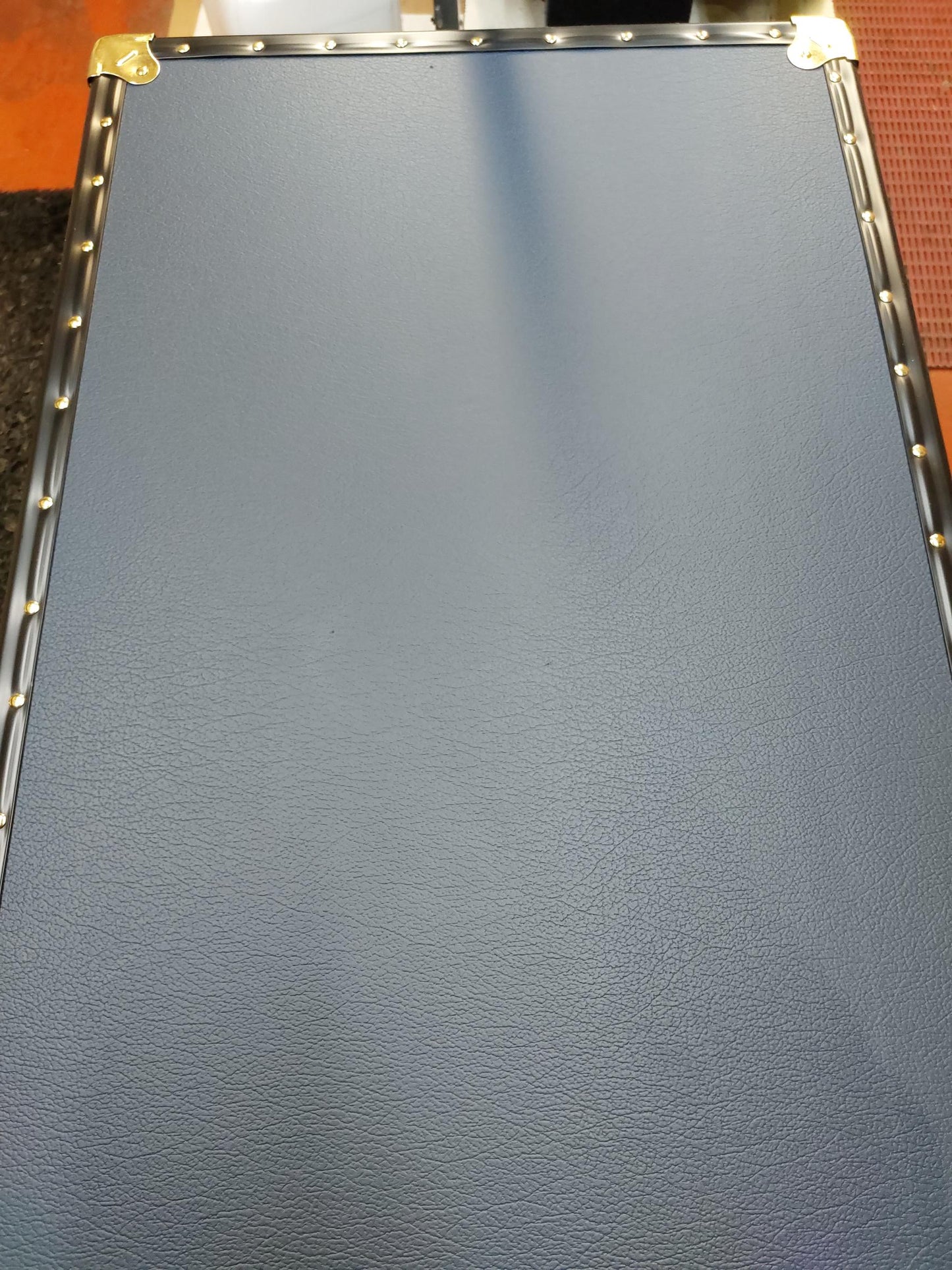 Traditional 36" Steamer Trunk - Navy Blue - Reinforced Lid, Scratched Base & Pluck To Lid