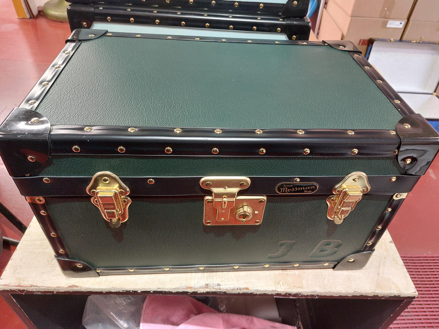 Traditional Tuck Box with Flip Lock - Dark Green - Embossed JB To Front (Clearance)