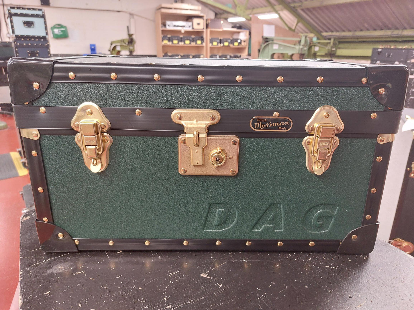 Traditional Tuck Box with Flip Lock - Dark Green - Embossed DAG To Front (Clearance)
