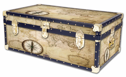 Traditional 36" Steamer Trunk - Old Map