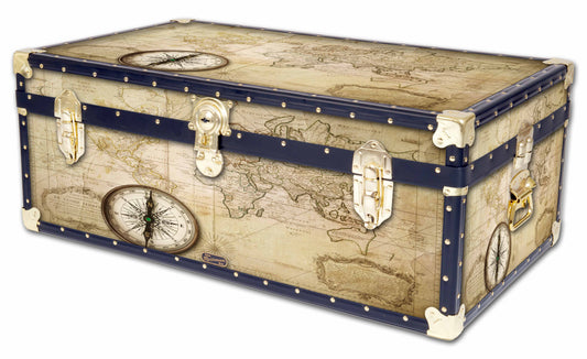 Traditional 36" Steamer Trunk - Old Map